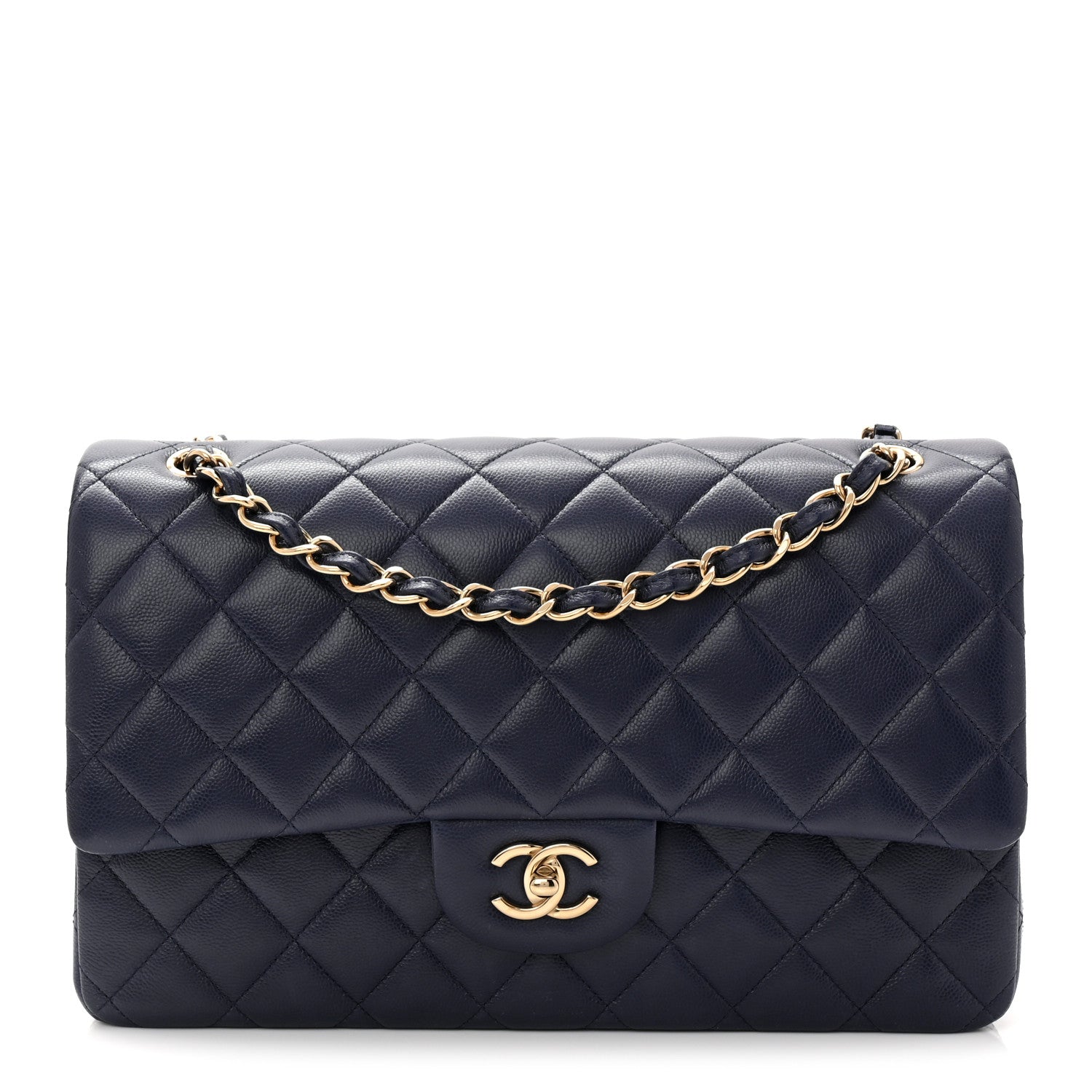 Chanel Caviar Quilted Jumbo Double Flap Dark Navy 1 of 11