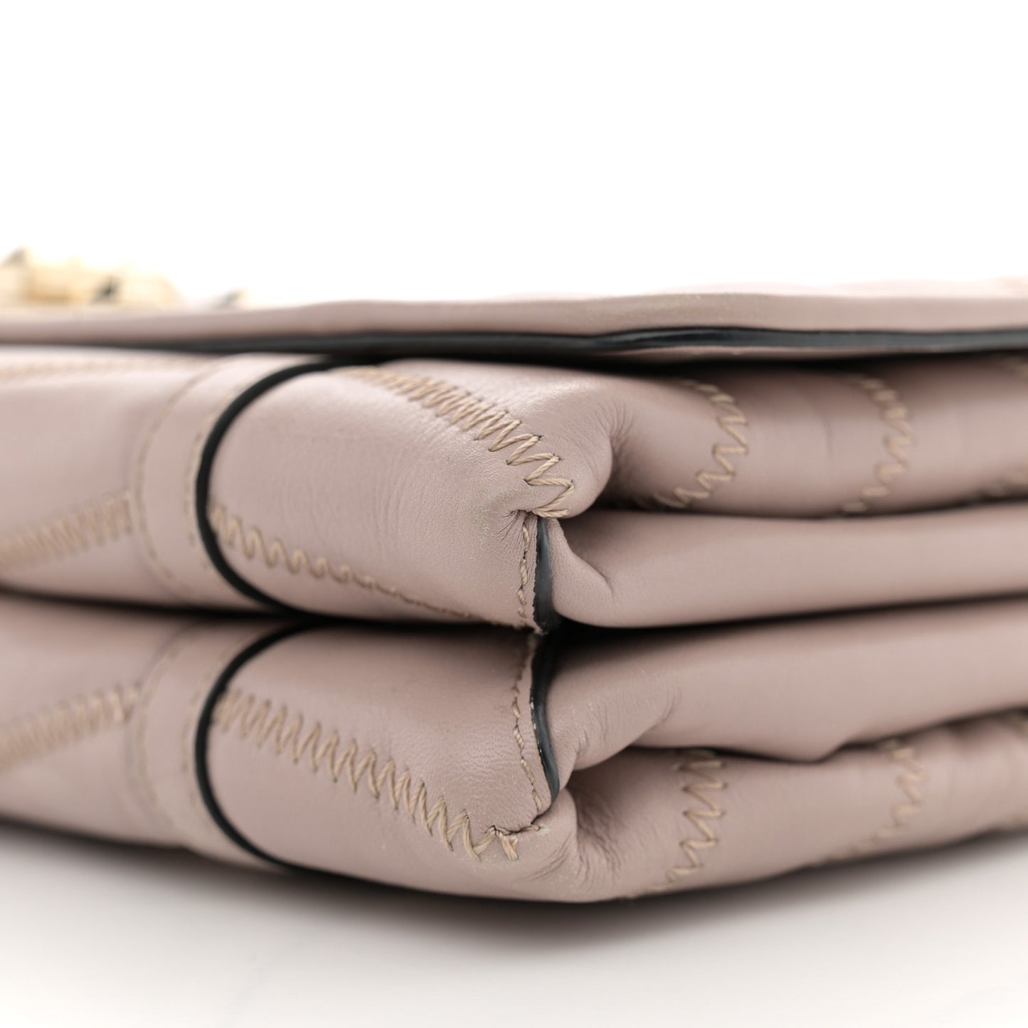 Lambskin Chevron Quilted Rockstud Shoulder Bag Poudre