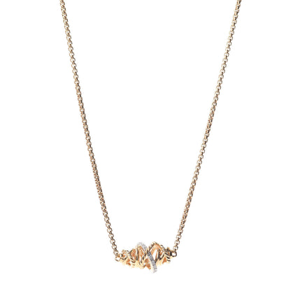 David Yurman 18K Yellow Gold Diamond Crossover Single Station Pendant Necklace 1 of 4