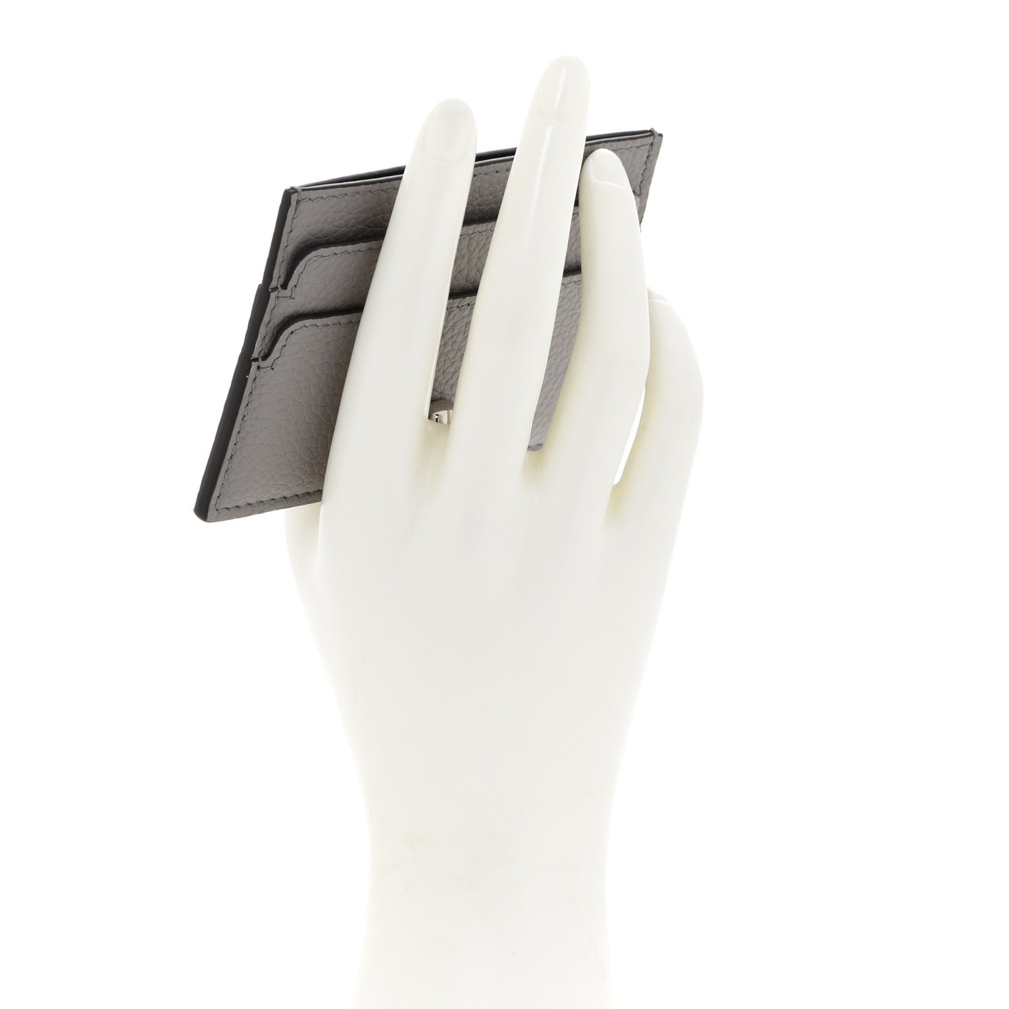 Calfskin Skull Card Holder Grey