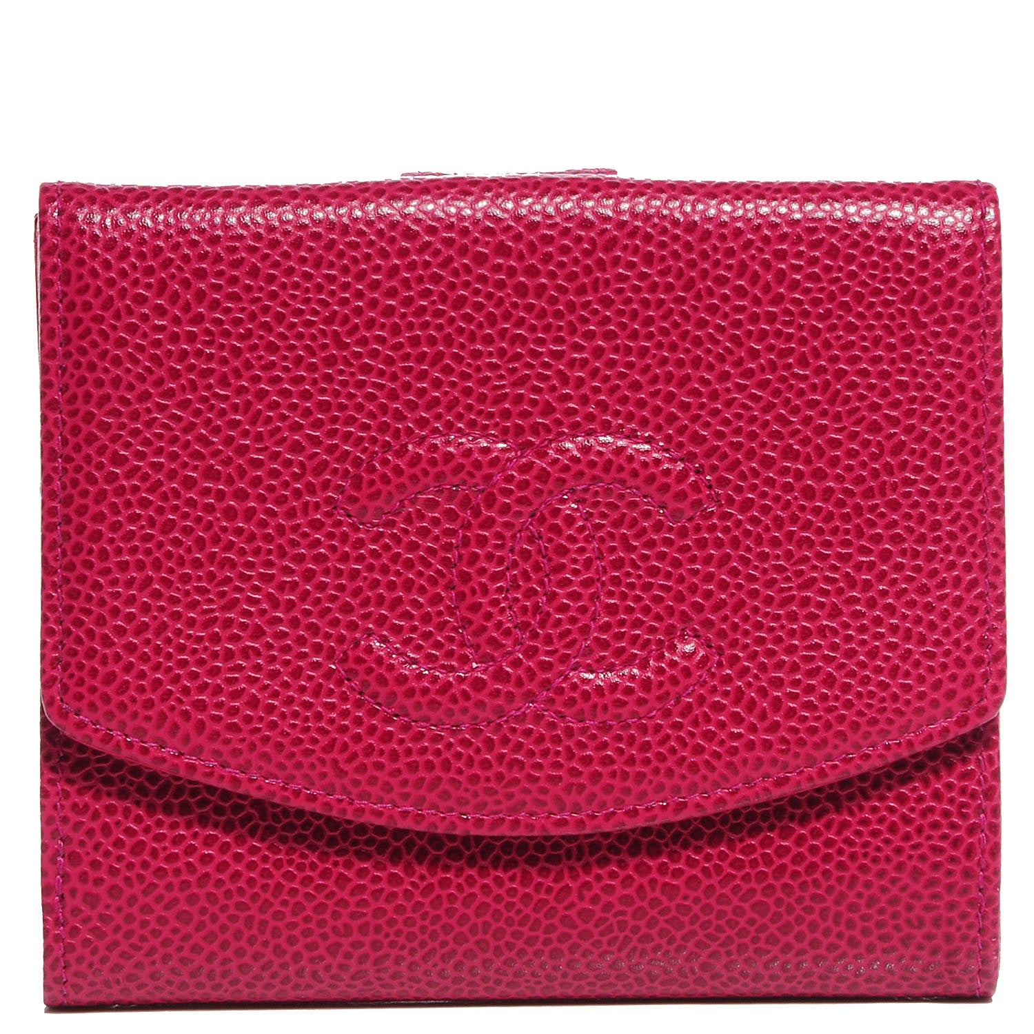 Chanel Caviar Compact Timeless CC Wallet Dark Pink 1 of 9