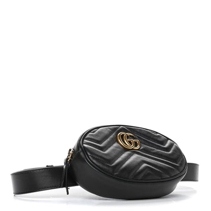 Gucci Calfskin Matelasse GG Marmont Belt Bag 85 34 Black 3 of 5