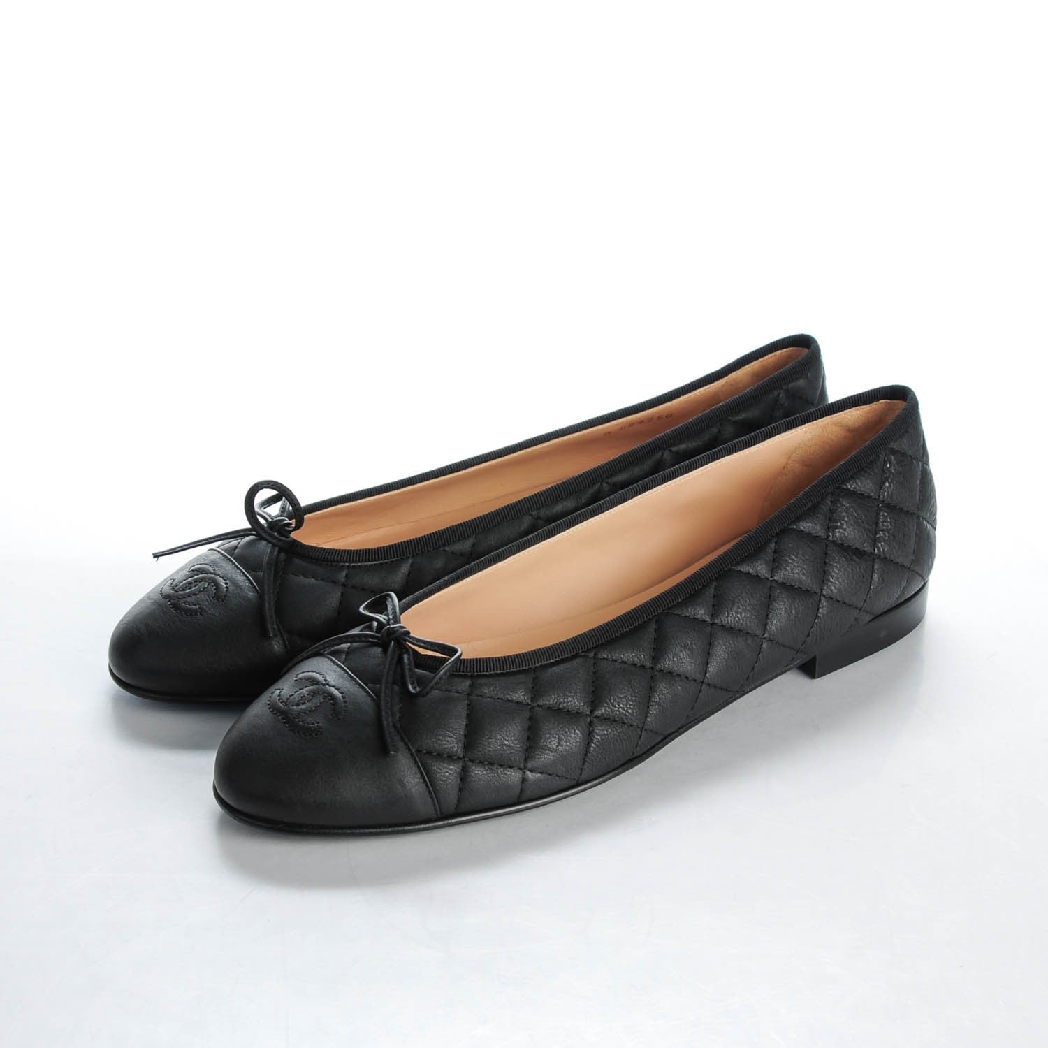 Chanel Aged Calfskin Quilted CC Cap Toe Ballerina Flats 42 Black 3 of 9
