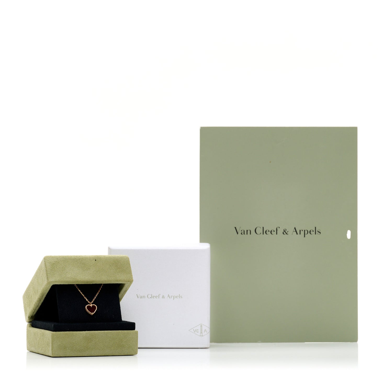 18K Rose Gold Carnelian Sweet Alhambra Heart Pendant Necklace