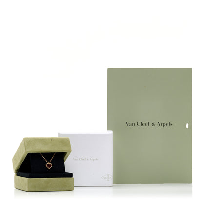 Van Cleef & Arpels 18K Rose Gold Carnelian Sweet Alhambra Heart Pendant Necklace 5 of 5