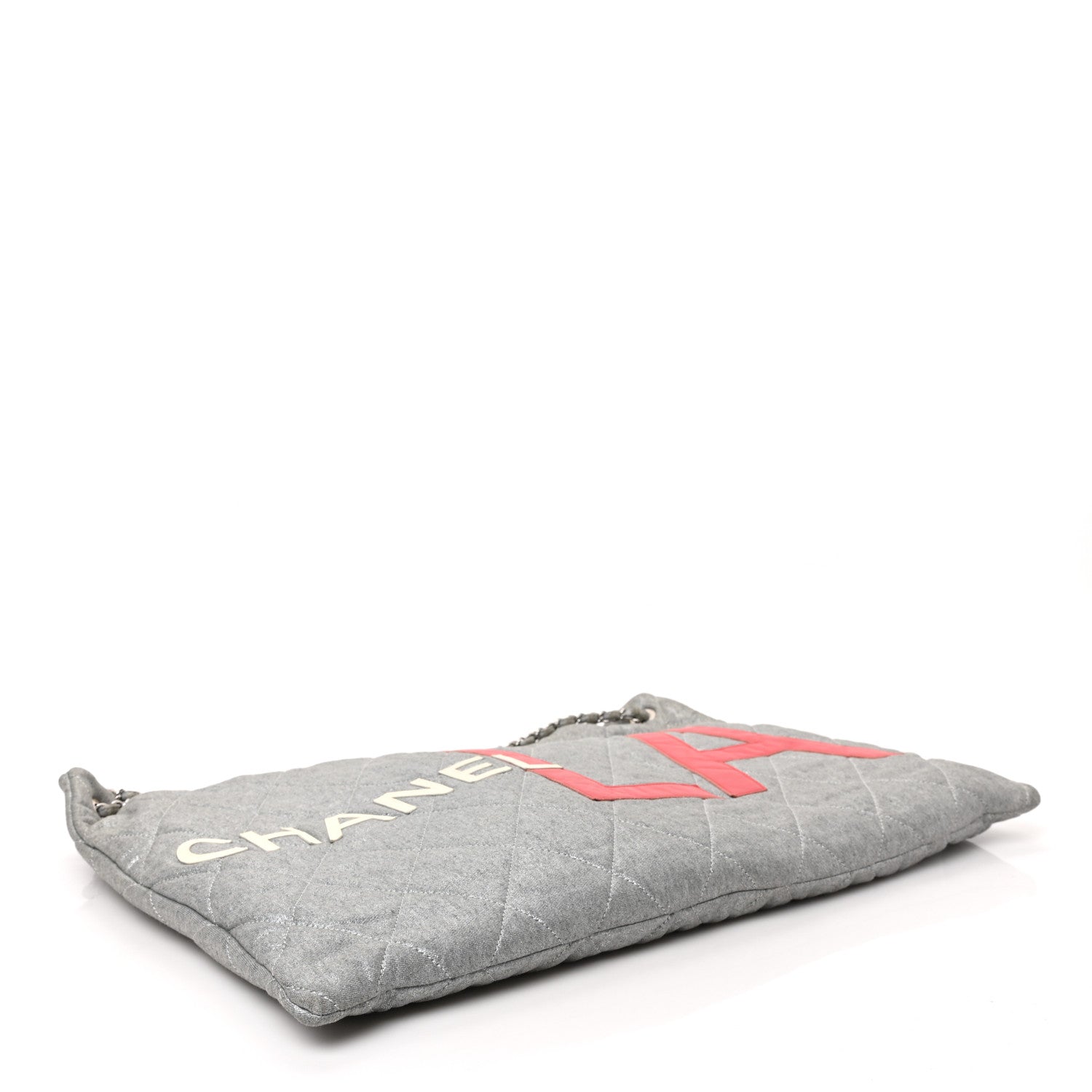 Chanel Jersey Quilted LA Cabas Bag Silver 4 of 9