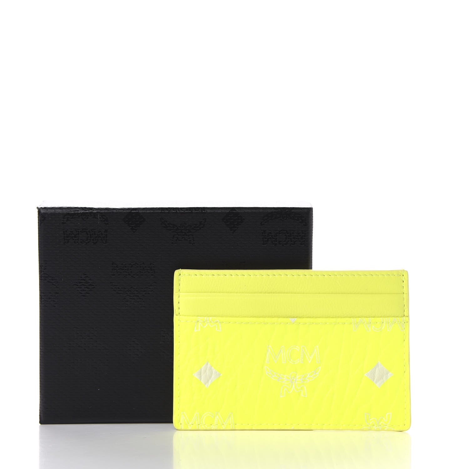 MCM Visetos Card Case Neon Yellow 7 of 7