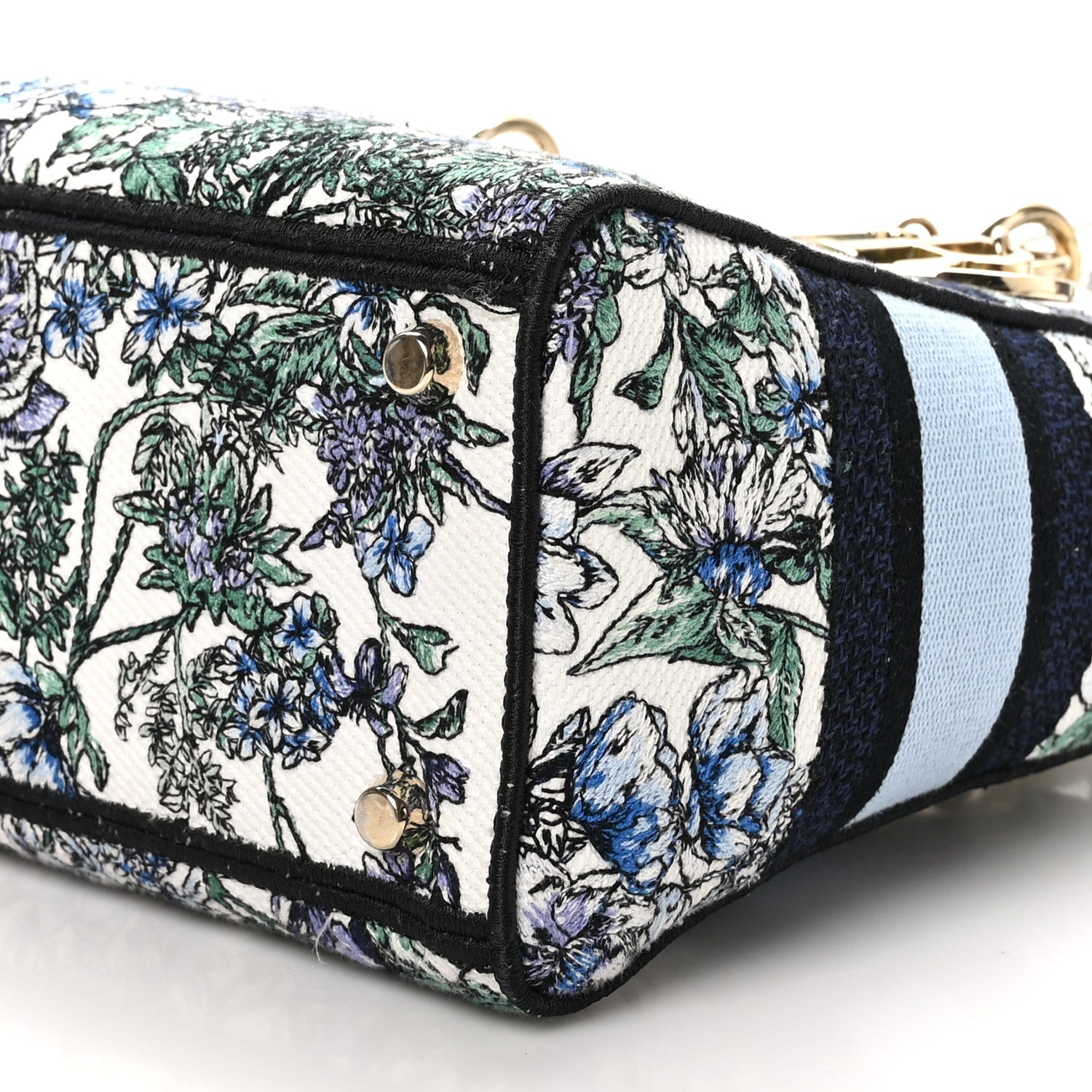 Christian Dior Canvas Embroidered Print Medium Lady D-Lite Blue Multicolor 10 of 11