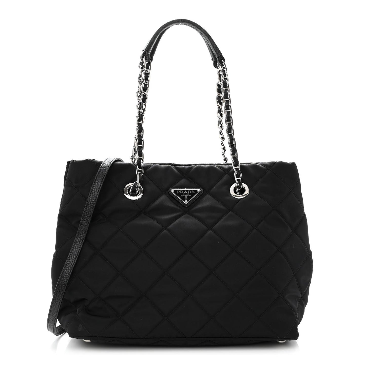Nylon Tessuto Impuntu Quilted Tote Black