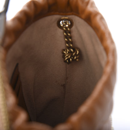 Gucci Vintage Effect Calfskin Matelasse Diagonal Mini Torchon GG Marmont 2.0 Bucket Bag Cognac 9 of 13