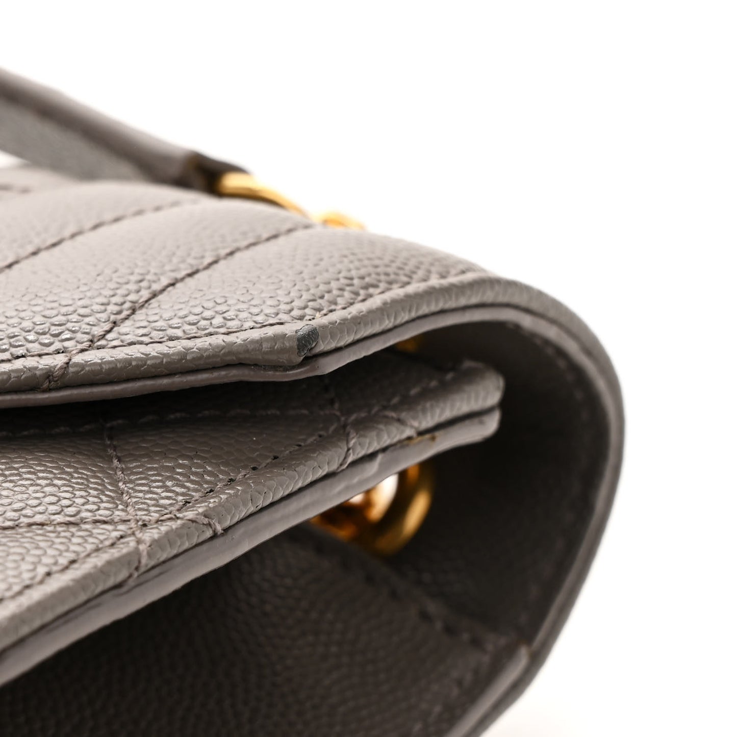 Grain De Poudre Textured Mixed Matelasse Medium Triquilt Monogram Satchel Fog