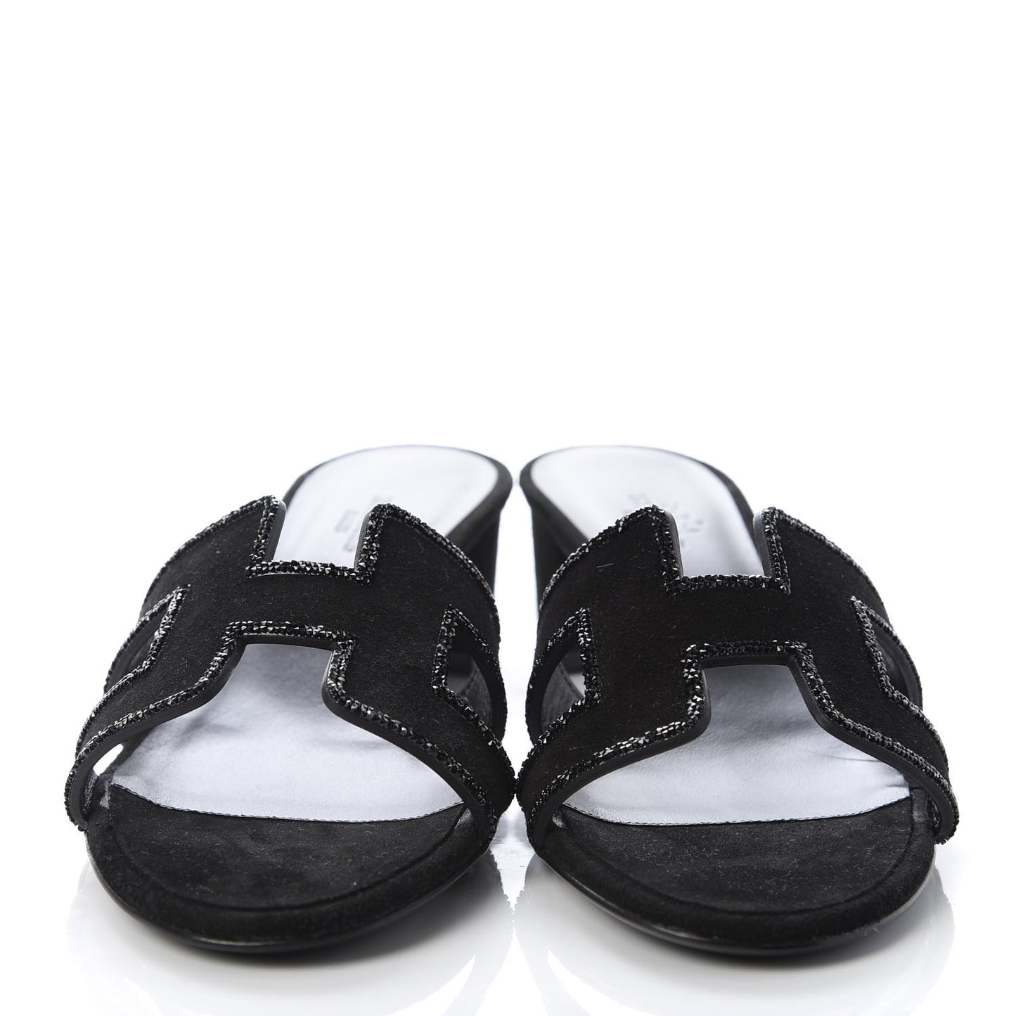 Suede Goatskin Rhinestone Oasis Sandals 36.5 Black