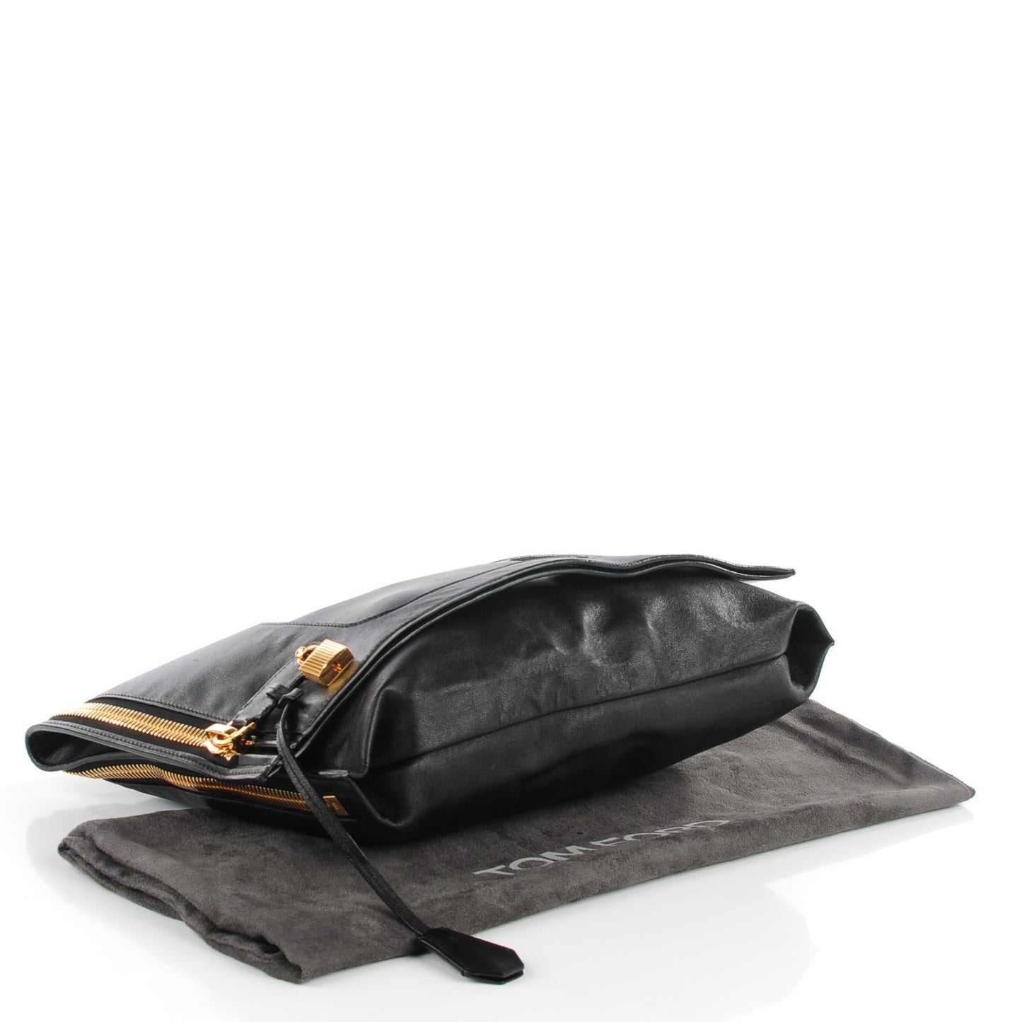 Ramskin Large Alix Padlock Zip Shoulder Bag Black