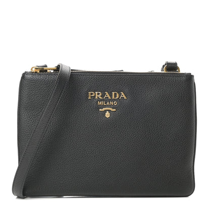 Prada Vitello Phenix Double Zip Crossbody Bag Black 1 of 12