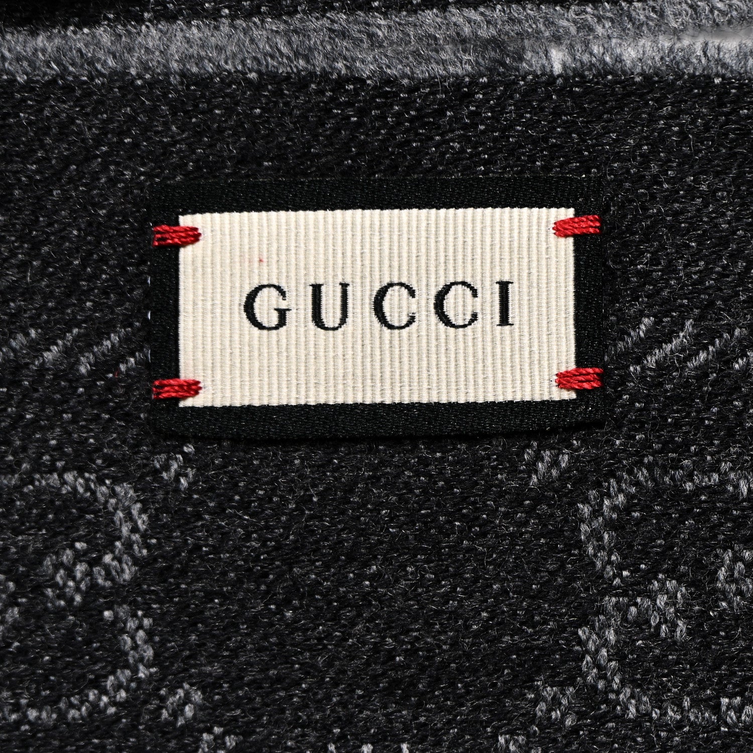 Gucci Wool Silk GG Monogram GGWeblong Fringe Scarf Shawl Pearl Medium Grey 3 of 3