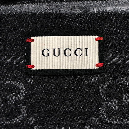 Gucci Wool Silk GG Monogram GGWeblong Fringe Scarf Shawl Pearl Medium Grey 3 of 3