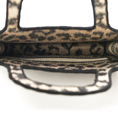 Christian Dior Canvas Mizza Embroidered Mini Leopard Book Tote Beige 5 of 16