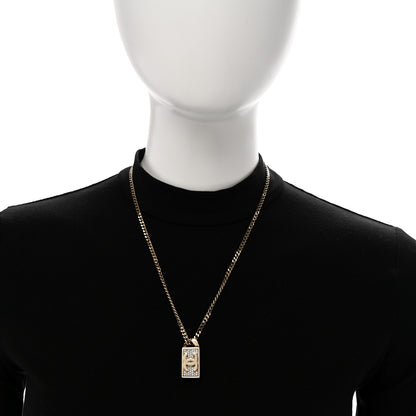 Chanel Crystal Dog Tag Charm Necklace Gold 2 of 7