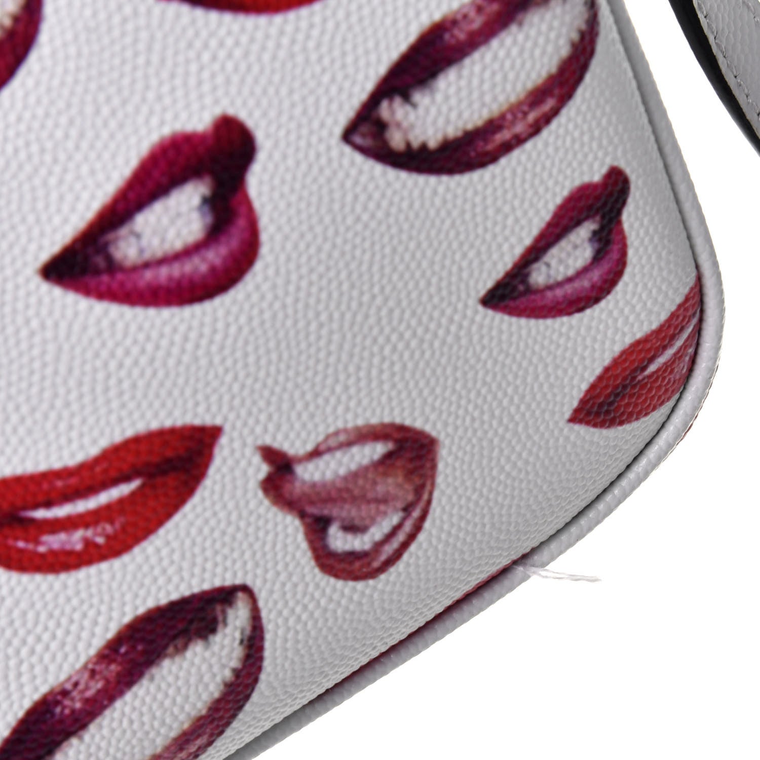 Saint Laurent Grain De Poudre Lips Print Medium Classic Monogram Camera Bag White Red 9 of 9
