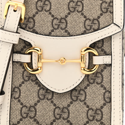 Gucci GG Supreme Monogram Azalea Calfskin Mini Horsebit 1955 Crossbody Bag Beige Ebony Mystic White 8 of 10