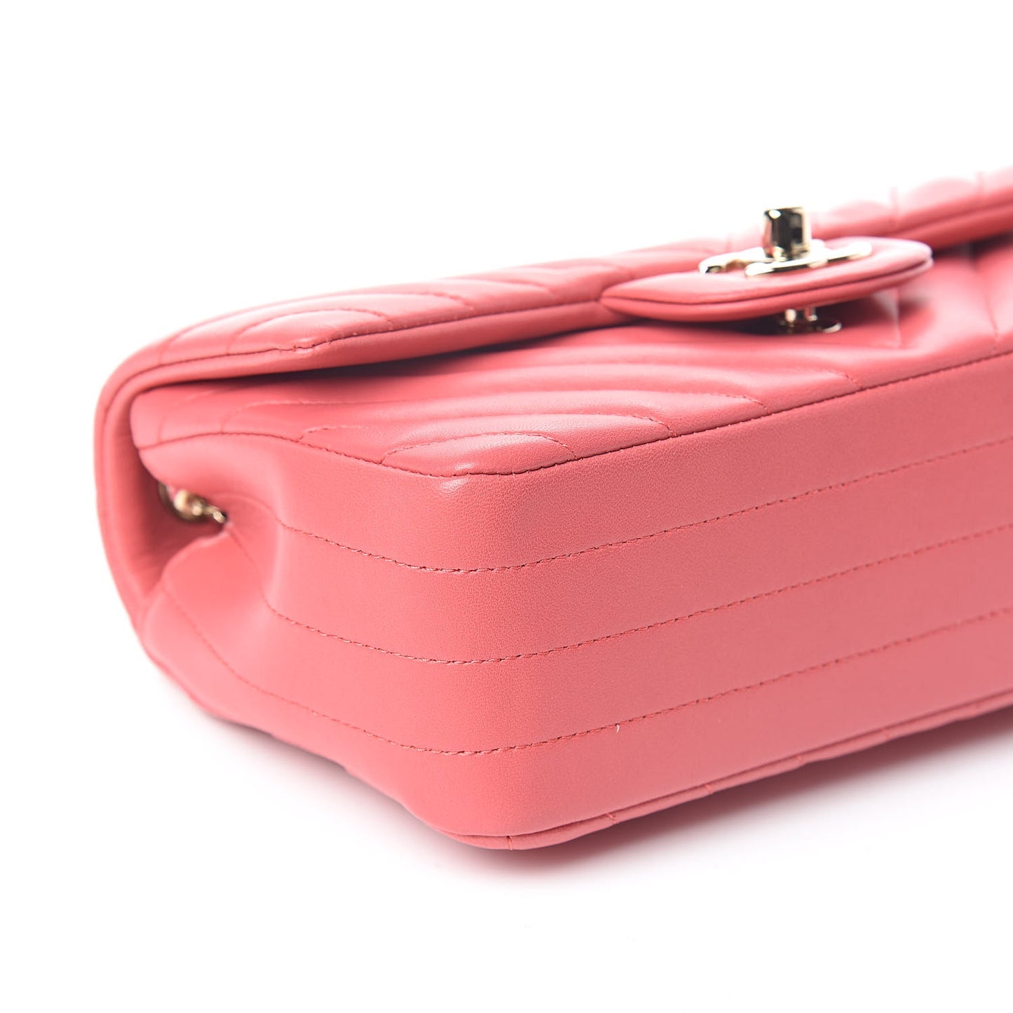 Lambskin Chevron Quilted Mini Rectangular Flap Pink