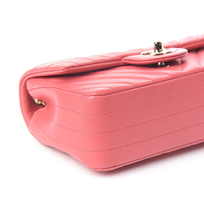 Chanel Lambskin Chevron Quilted Mini Rectangular Flap Pink 8 of 10
