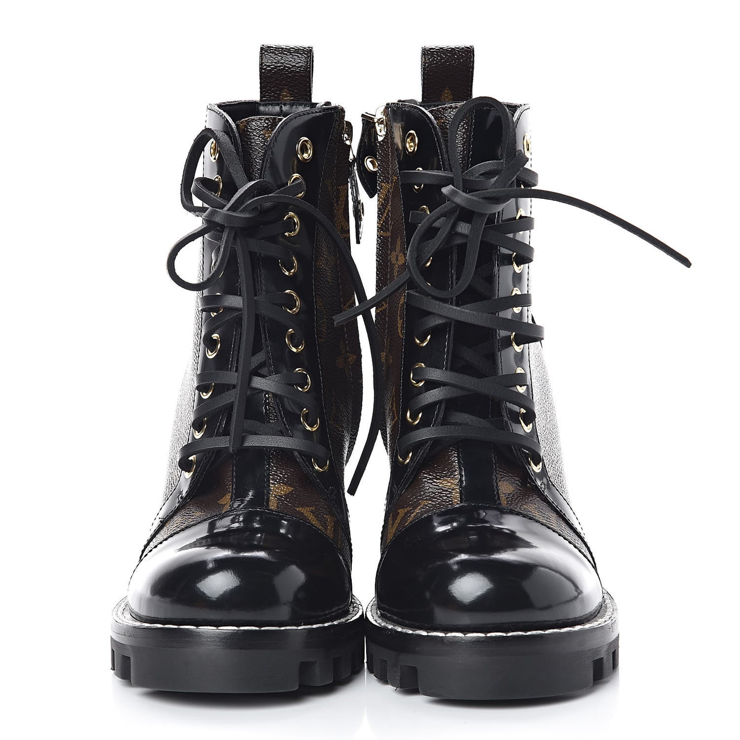 Patent Calfskin Monogram Star Trail Ankle Boots 36 Black