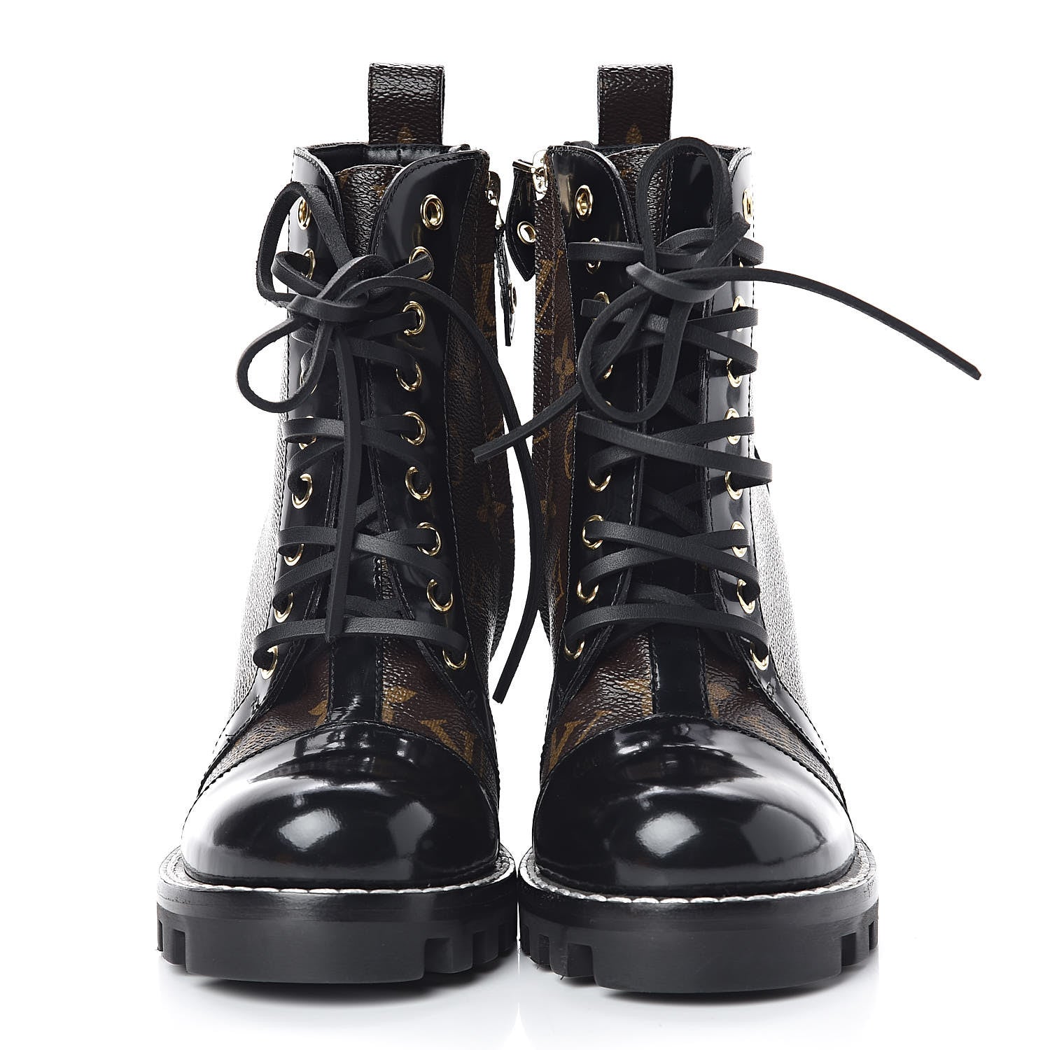 Louis Vuitton Patent Calfskin Monogram Star Trail Ankle Boots 36 Black 2 of 7