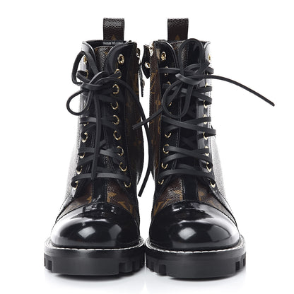 Louis Vuitton Patent Calfskin Monogram Star Trail Ankle Boots 36 Black 2 of 7