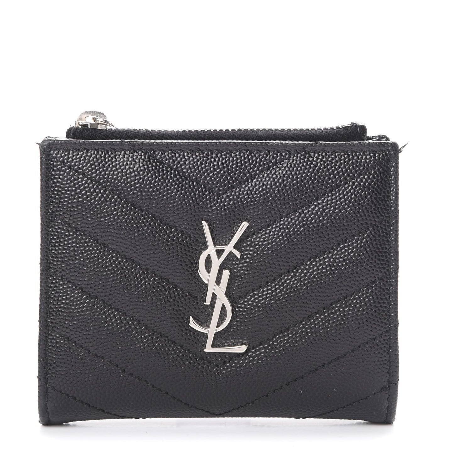 Grain De Poudre Matelasse Chevron Monogram Zipped Card Case Black