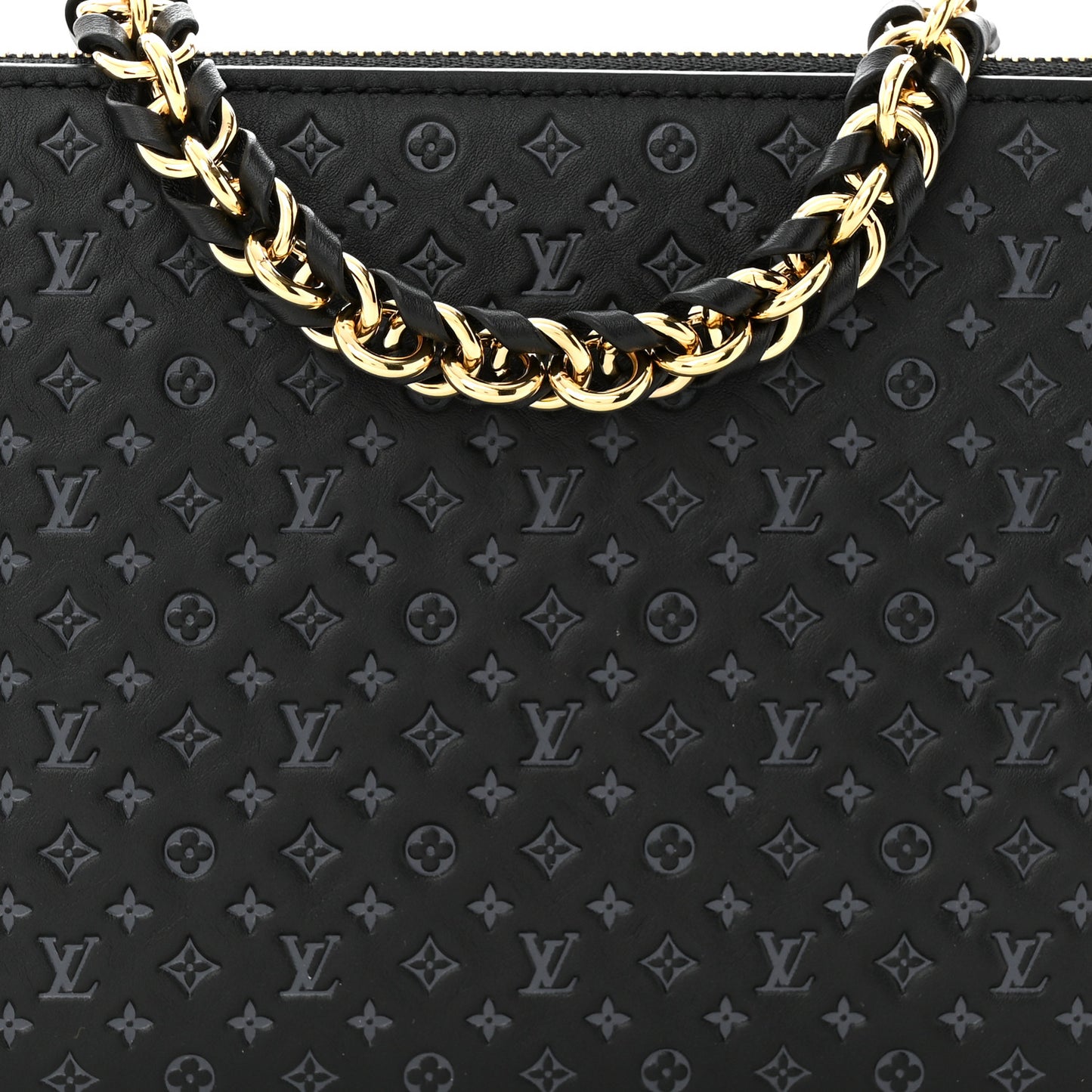 Calfskin Nanogram Embossed Lexington Pouch Black