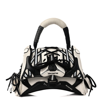 Balenciaga Faux Calfskin Fabric Small Sneakerhead Top Handle Bag Black White 1 of 11