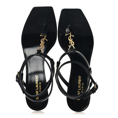 Saint Laurent Calfskin Cassandra 60 Sandals 37.5 Black 2 of 10