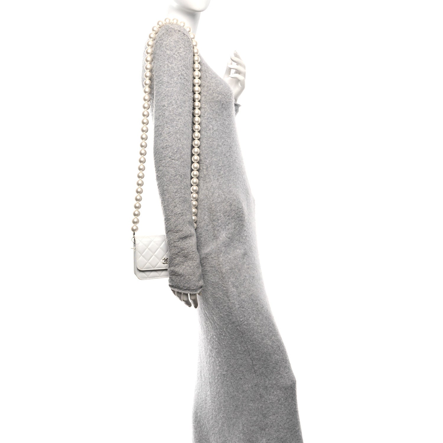 Chanel Lambskin Quilted Mini Pearl Wallet On Chain WOC White 2 of 10