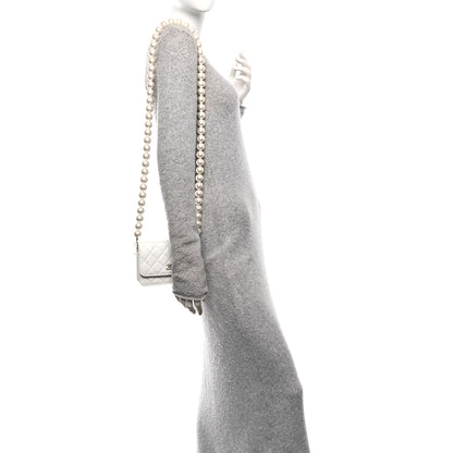 Chanel Lambskin Quilted Mini Pearl Wallet On Chain WOC White 2 of 10