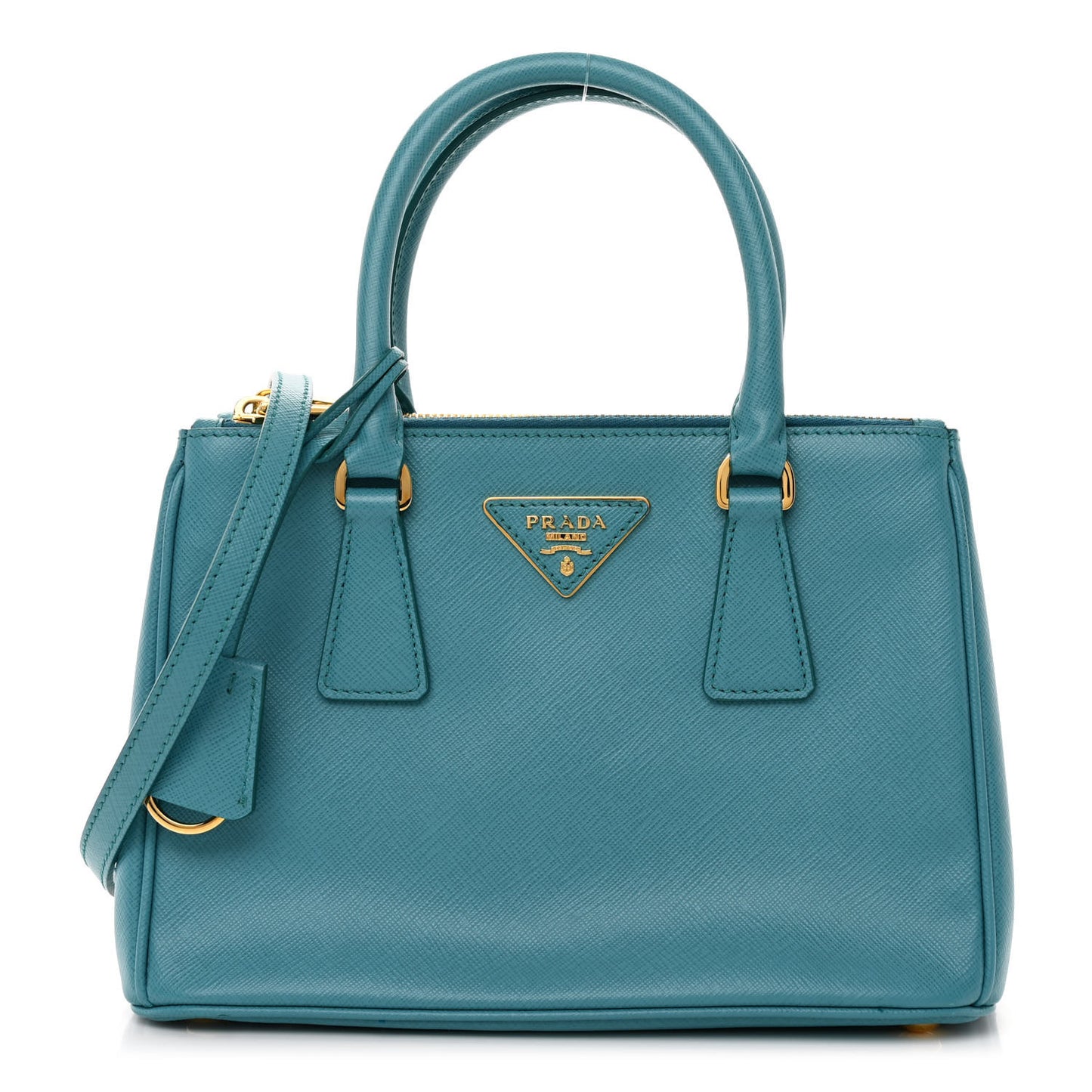 Saffiano Lux Mini Galleria Double Zip Tote Turchese