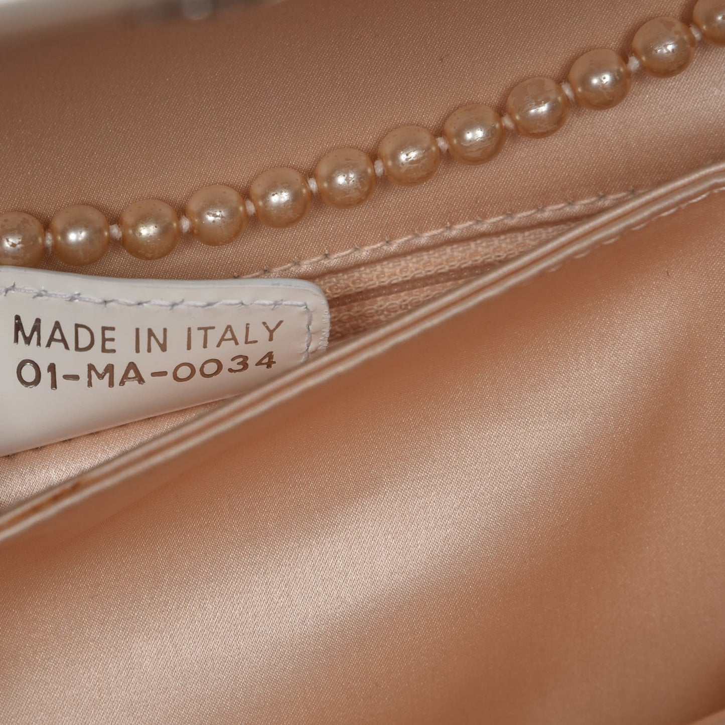 Satin Leather Perforated Pearl Clutch Pink White