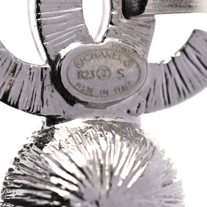 Chanel Crystal CC Long Drop Earrings Silver 4 of 5
