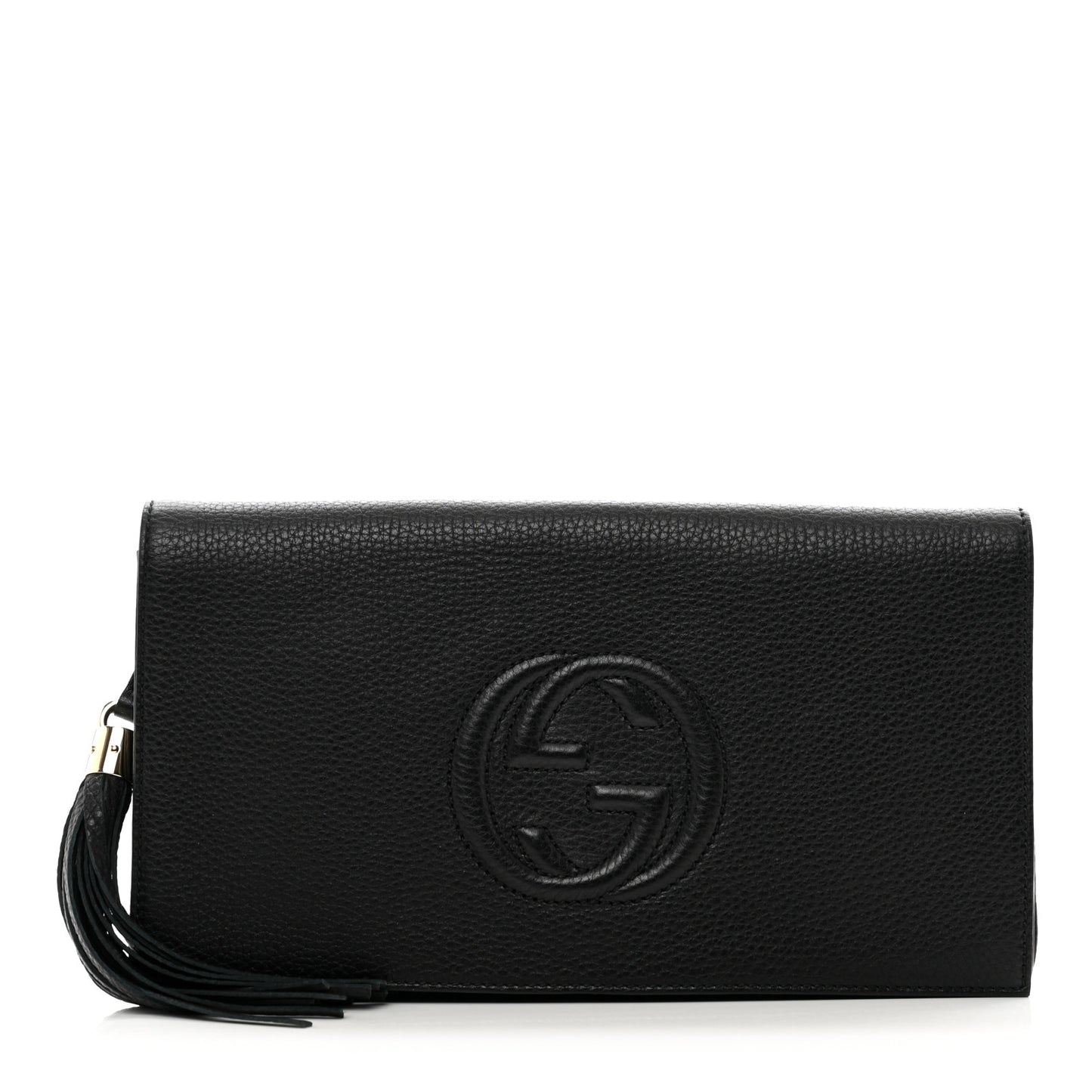Pebbled Calfskin Medium Soho Clutch Black