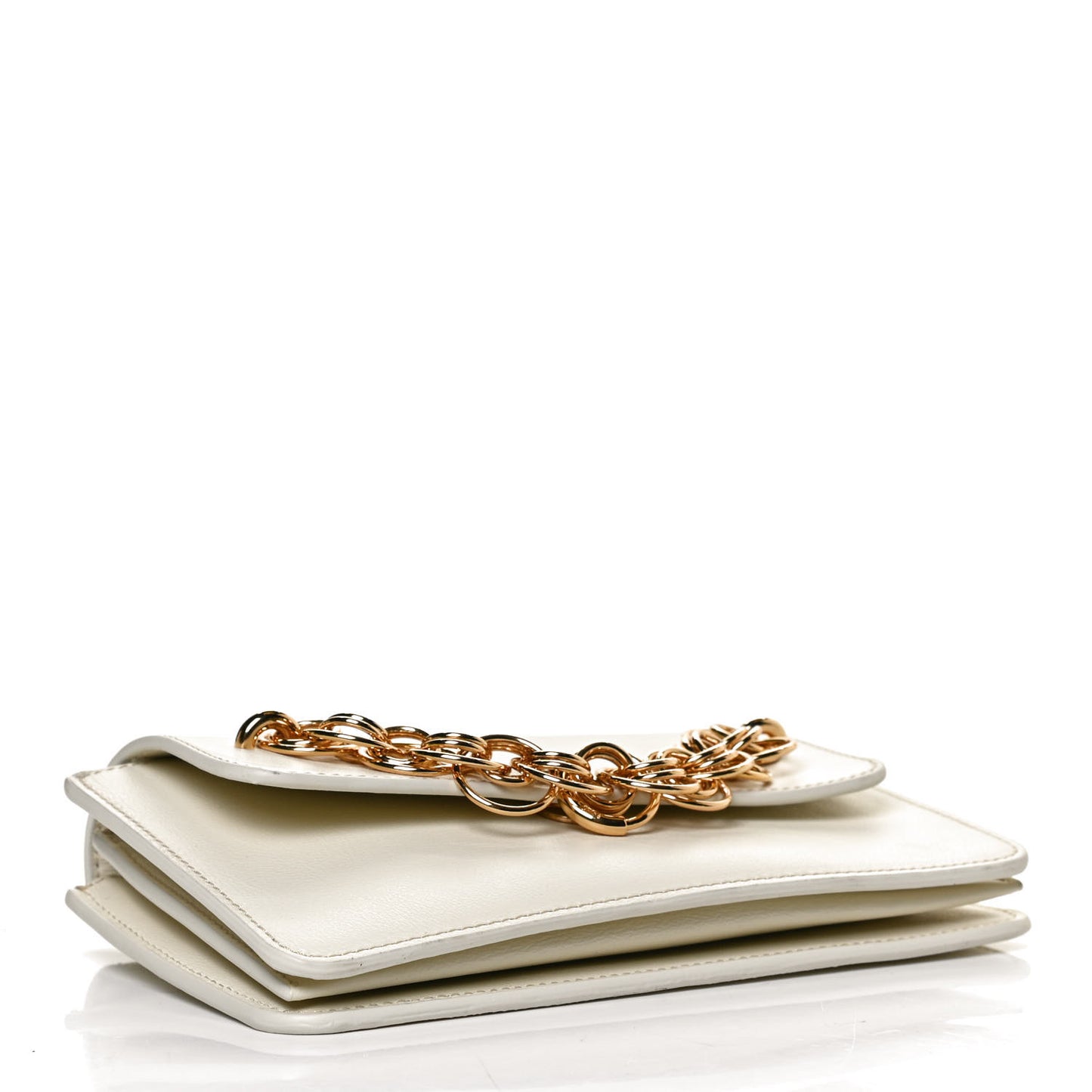 Calfskin Drew Bijou Clutch Natural White
