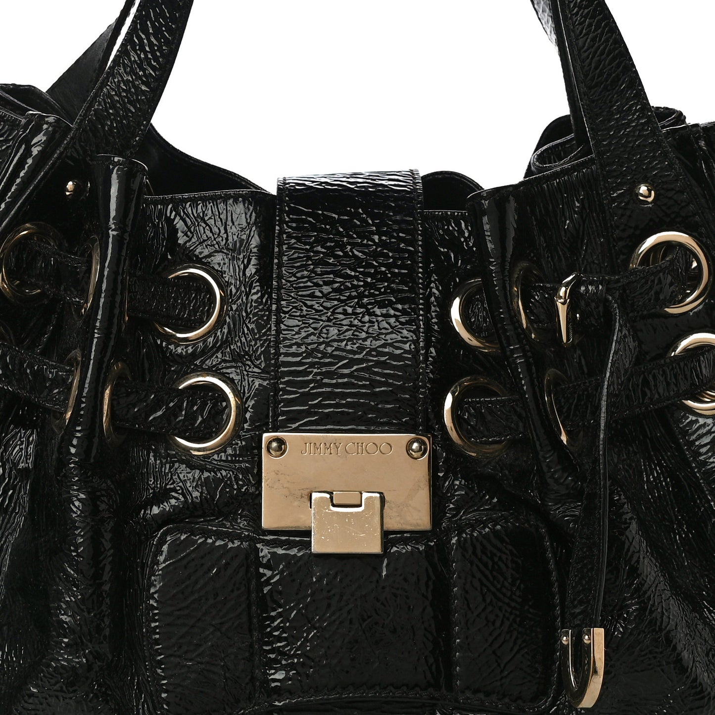 Crushed Patent Riki Bag Black