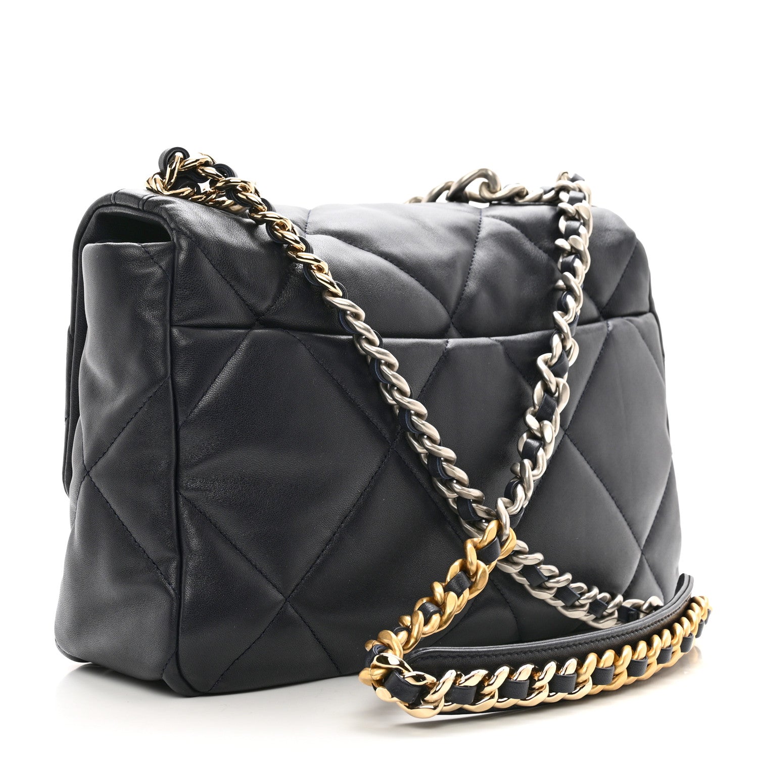 Chanel Lambskin Quilted Large Chanel 19 Flap Navy Blue 3 of 10