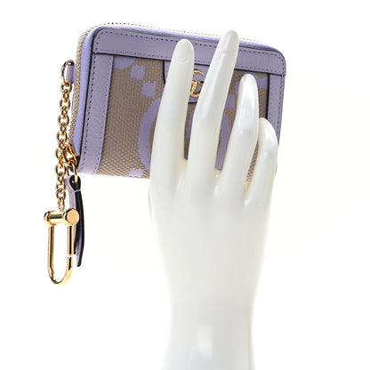 Gucci Monogram Jumbo GG Textured Dollar Calfskin Ophidia Key Card Case Beige Lapis 2 of 7