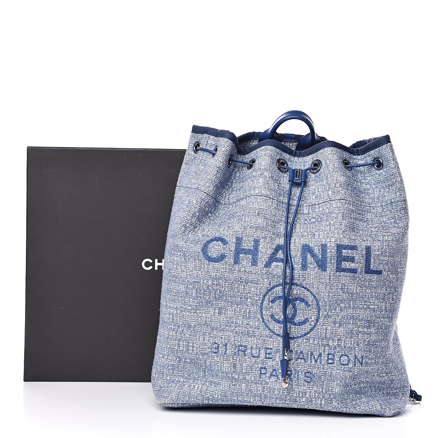 Chanel Canvas Large Deauville Backpack Blue 10 of 10