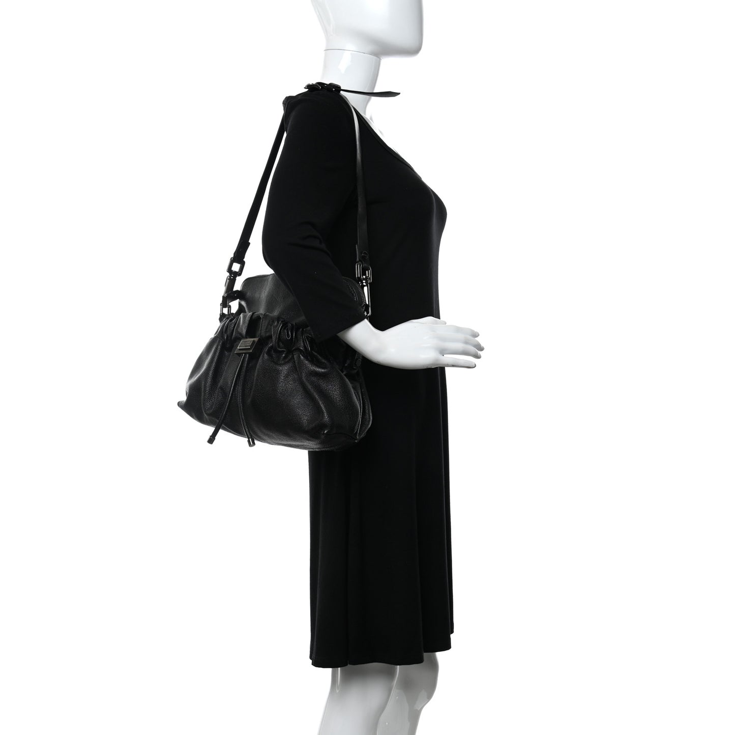Calfskin Drawstring Tote Black