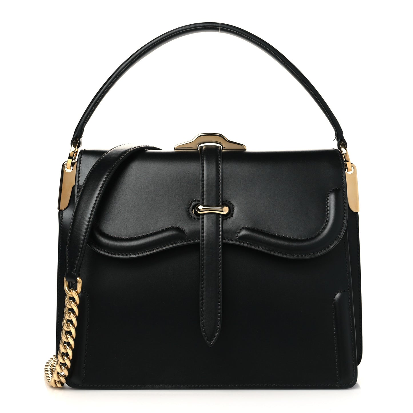 City Calfskin Belle Top Handle Bag Black