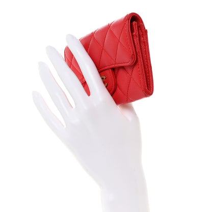 Chanel Caviar Quilted Flap Card Holder Wallet Red 2 of 7