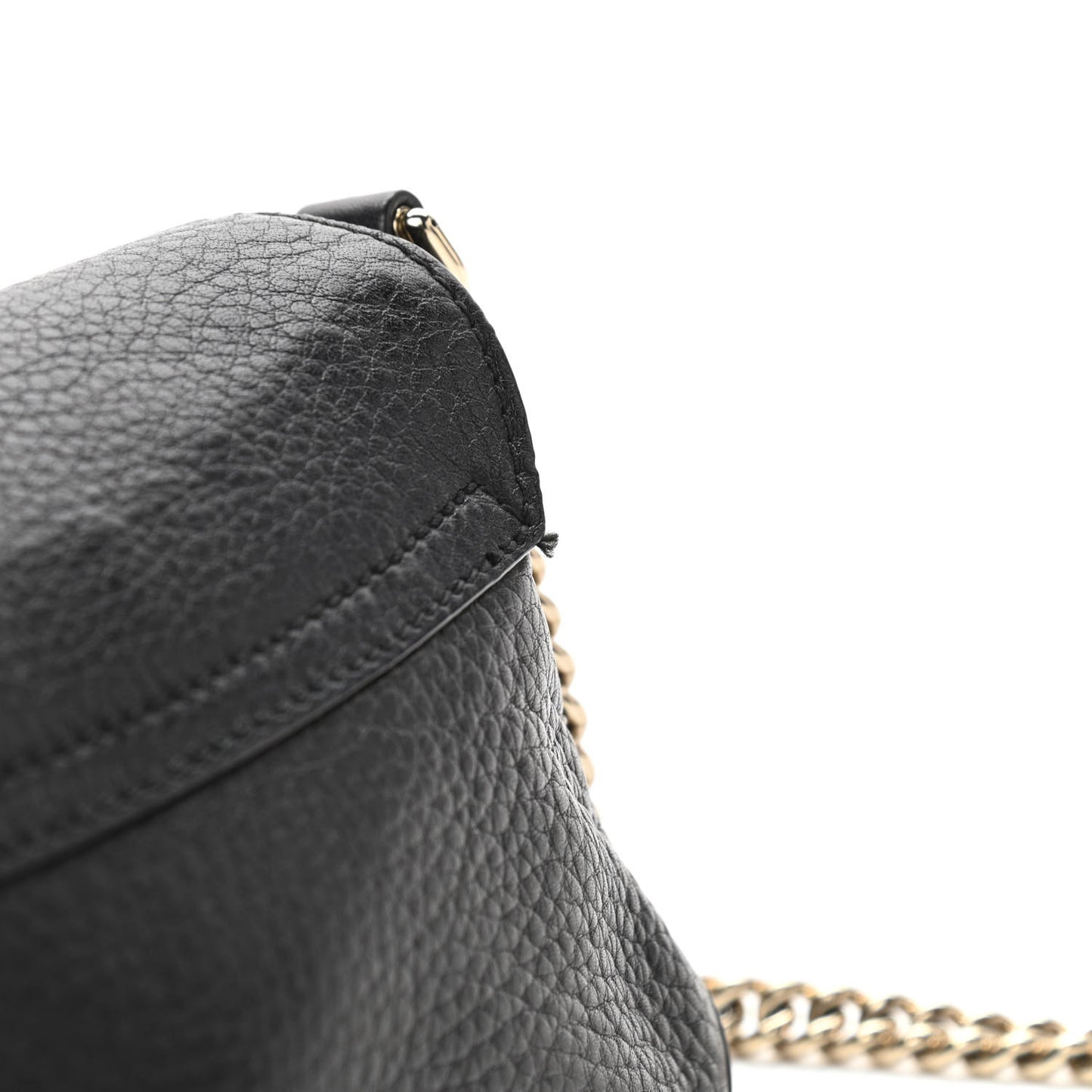 Pebbled Calfskin Small Soho Flap Crossbody Black