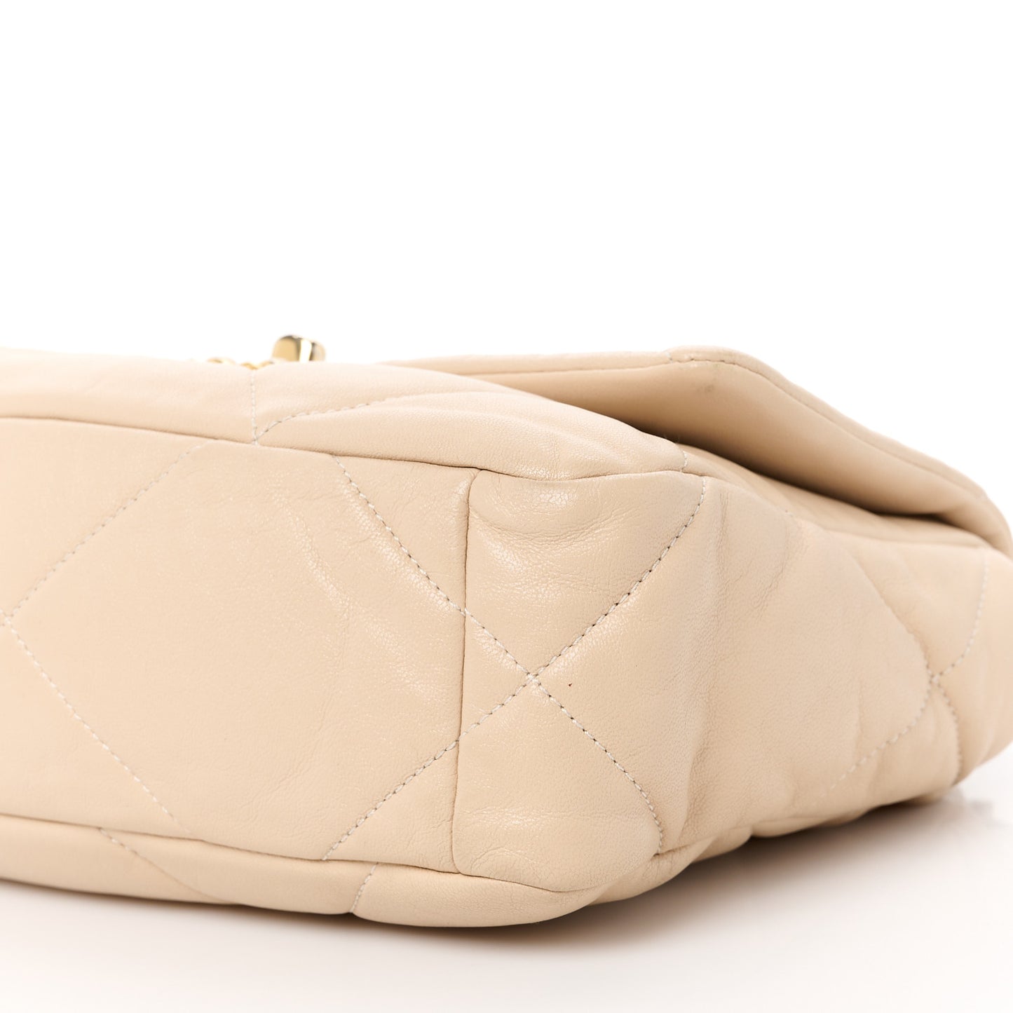 Goatskin Quilted Medium Chanel 19 Flap Beige