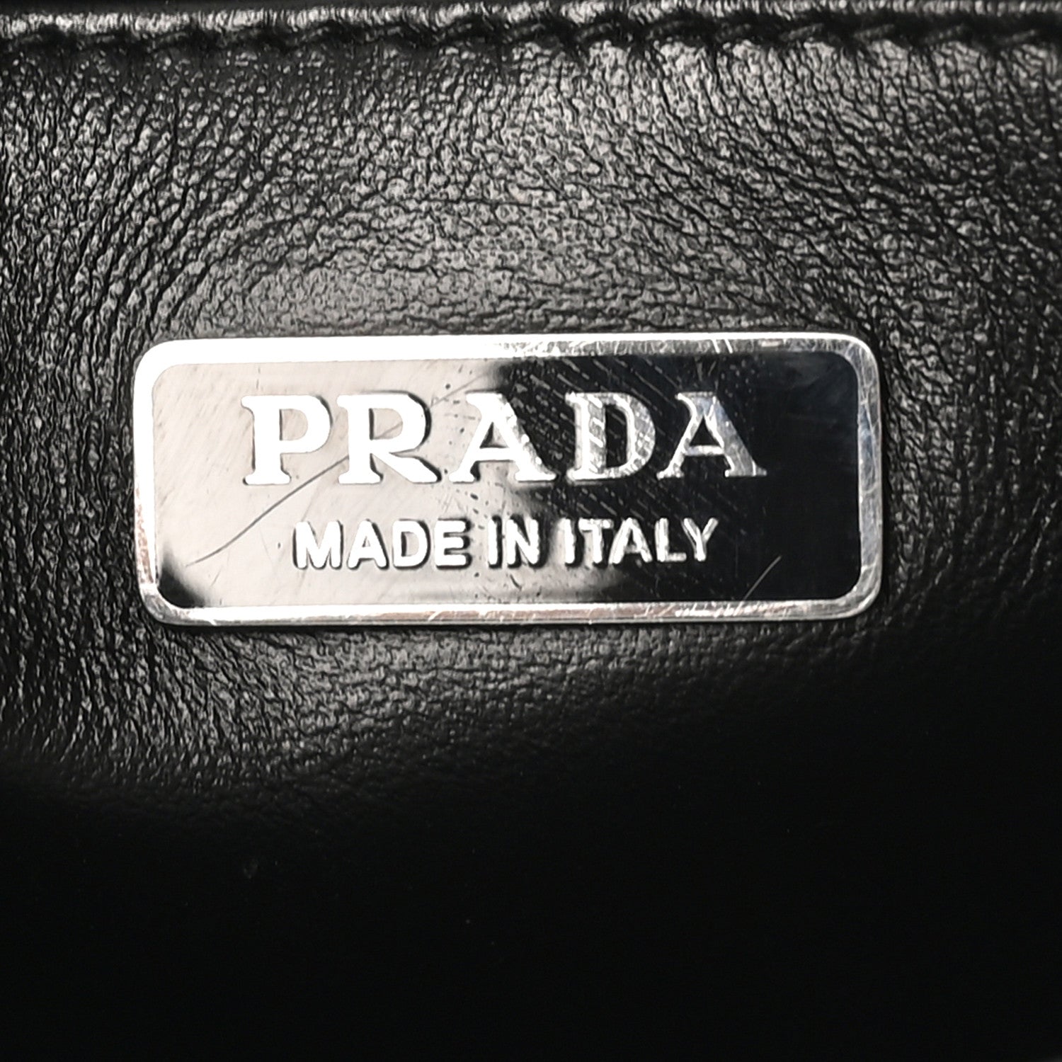 Prada Soft Calfskin Triangle Logo Embossed Small Double Handle Crossbody Tote Black 6 of 9